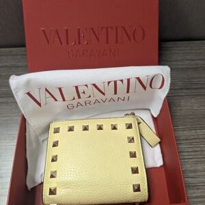 Valentino Garavani Yellow Studded Women's Compact Wallet